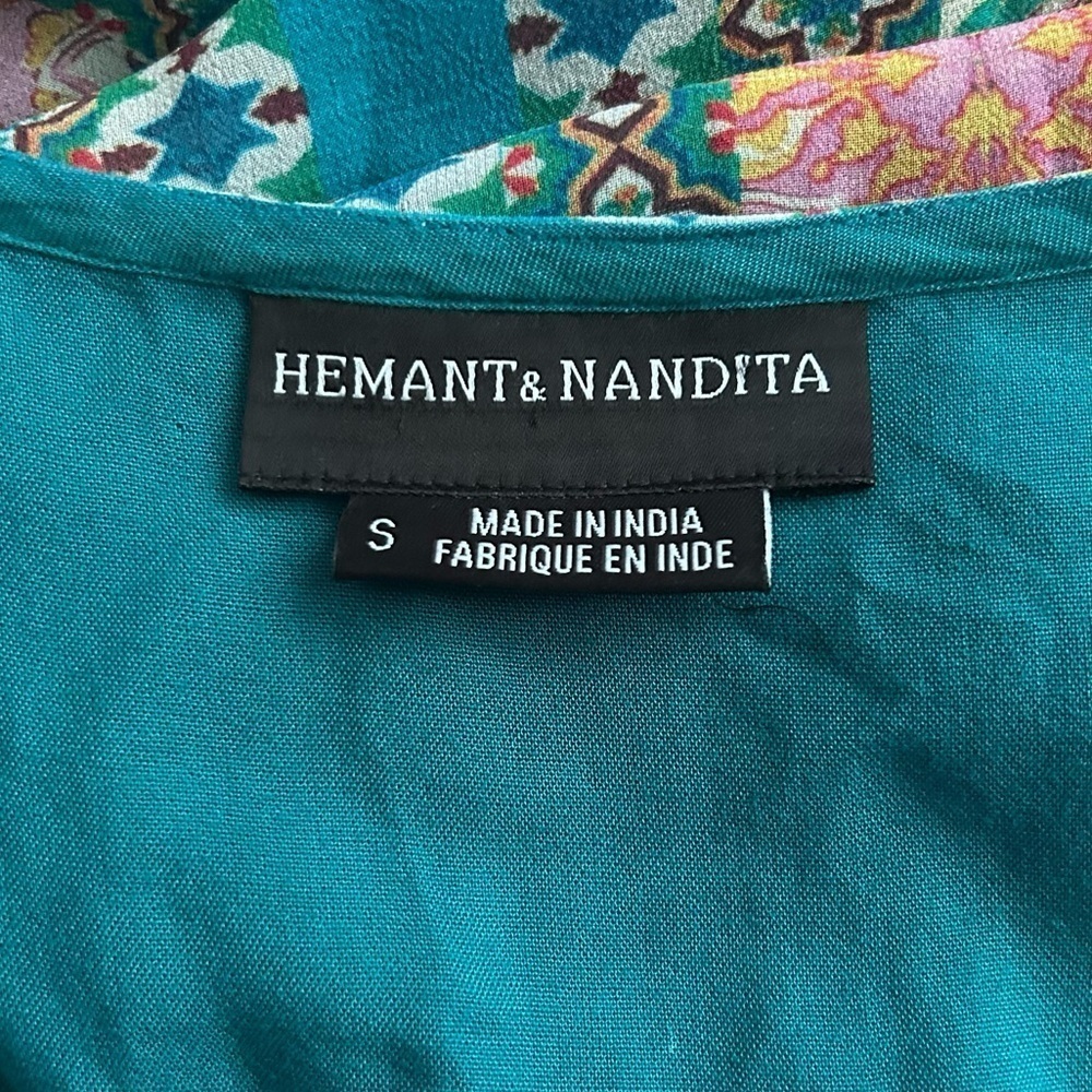 Anthropologie Hemant & Nandita Moana Silk Beaded Tiered Dress Sz S - Picture 9 of 10